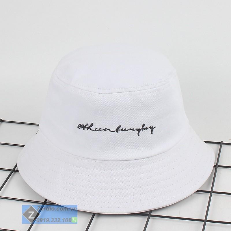 Mũ bucket tai bèo nam nữ Hàn Quốc thêu chữ ký, vải cotton cao cấp phong cách cá tính