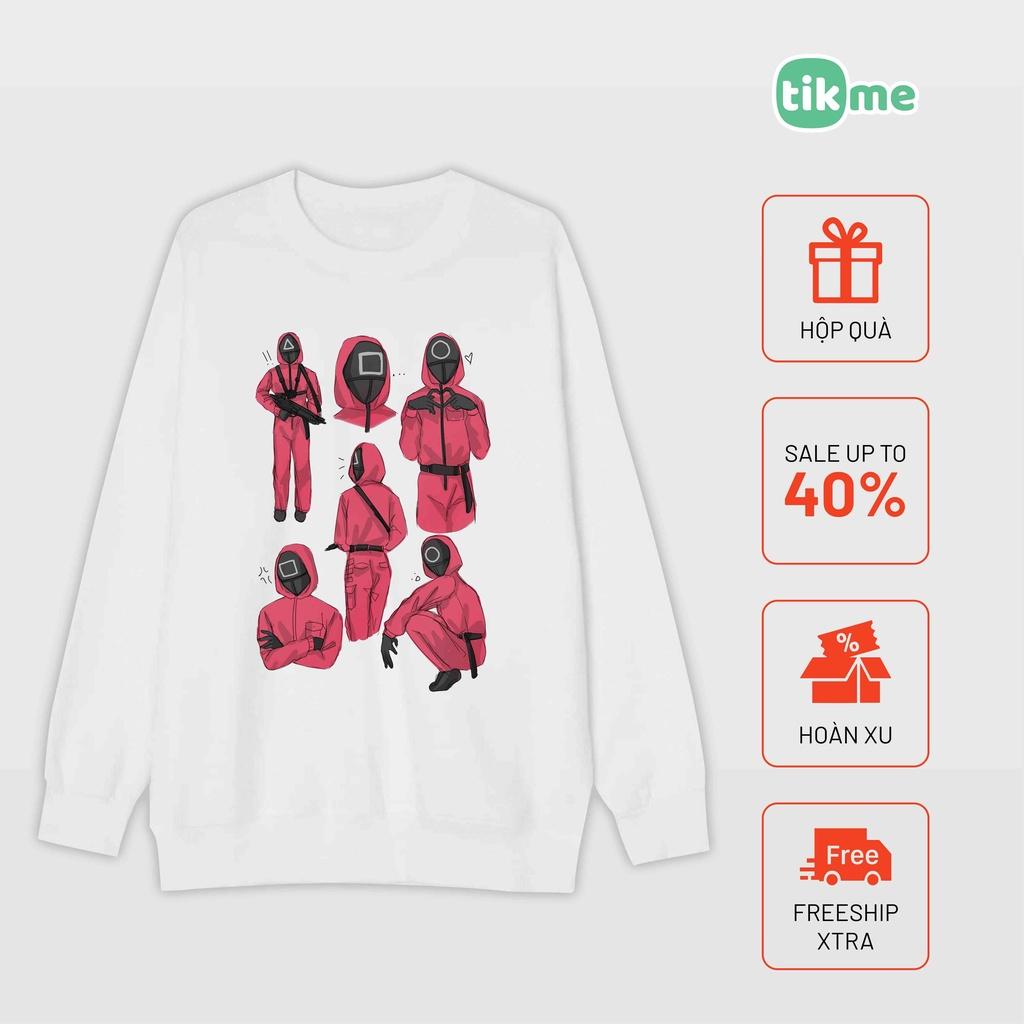 Áo sweater tikme unisex Squid Game áo đỏ hot có ảnh thật shop tự chụp size XS-2XL