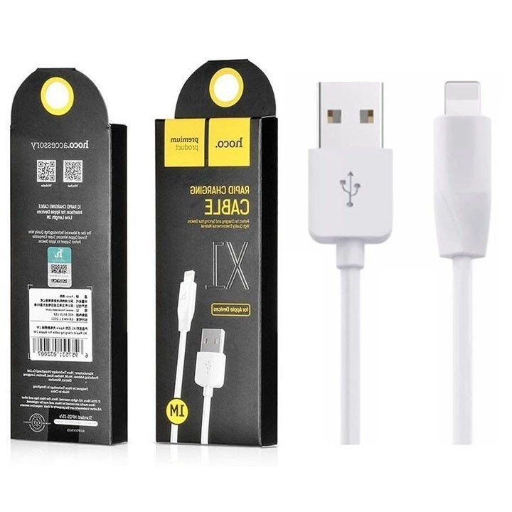 Cáp Sạc Cho IPhone / IPad Hoco X1 Lightning + Tặng Kèm 3 Dây Bọc Cáp Sạc - Hàng Chính Hãng