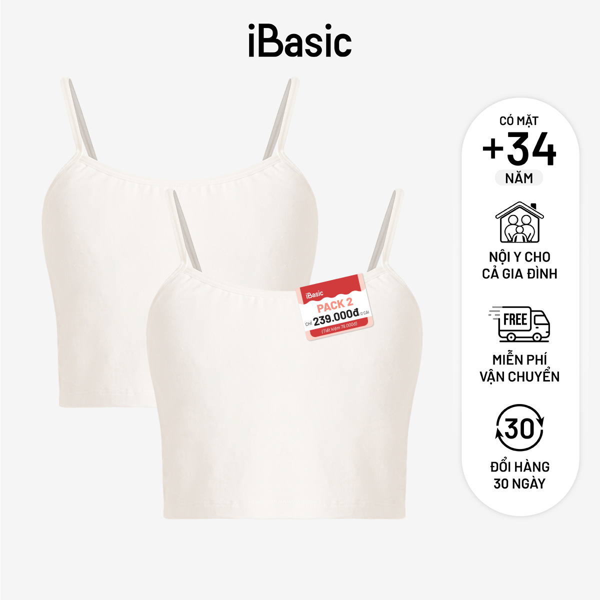 Pack 2 Áo lót học sinh tròng cổ daily cotton trơn iBasic BRAT029-PA2