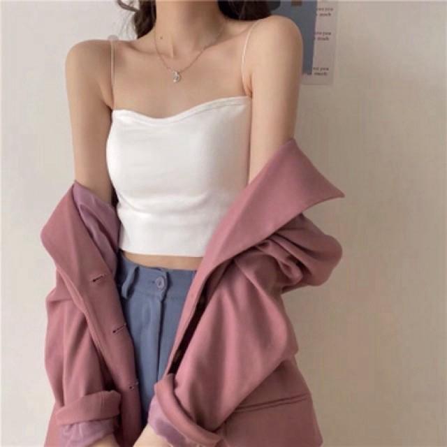 Áo bra 2 dây sợi bún siêu mảnh có đệm ngực Ulzzang