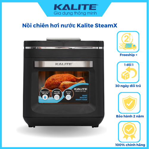 Nồi chiên hơi nước Kalite Steam X 15L, chiên không dầu nướng gà nguyên con 1635W, Hàng chính hãng