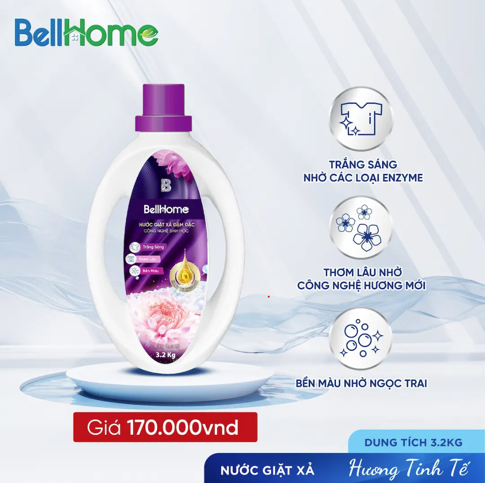 Nước Giặt Xả Công Nghệ Sinh Học Bell Home Hương Tinh Tế 3,2KG