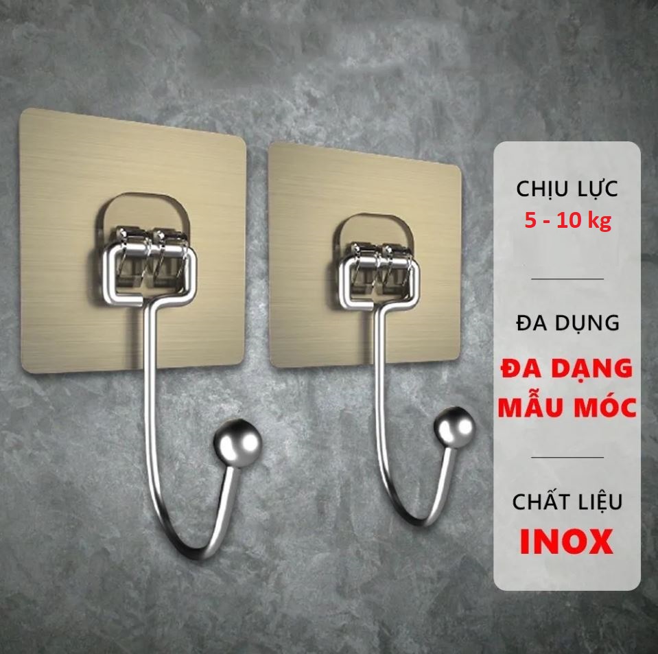 Móc Inox Dán Tường Chịu Lực 10KG Móc Treo Đồ Nặng Dán Tường Chất Lượng Cao