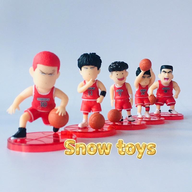 Mô hình Slam Dunk - Trọn bộ Team Shohoku đỏ - Hanamichi Rukawa Takenori Ryota Mitsui - Cao 8cm