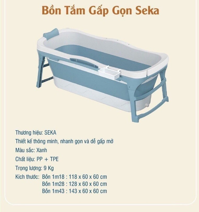 Bồn Tắm Gấp Gọn Thông Minh Seka - Hàng Chính Hãng
