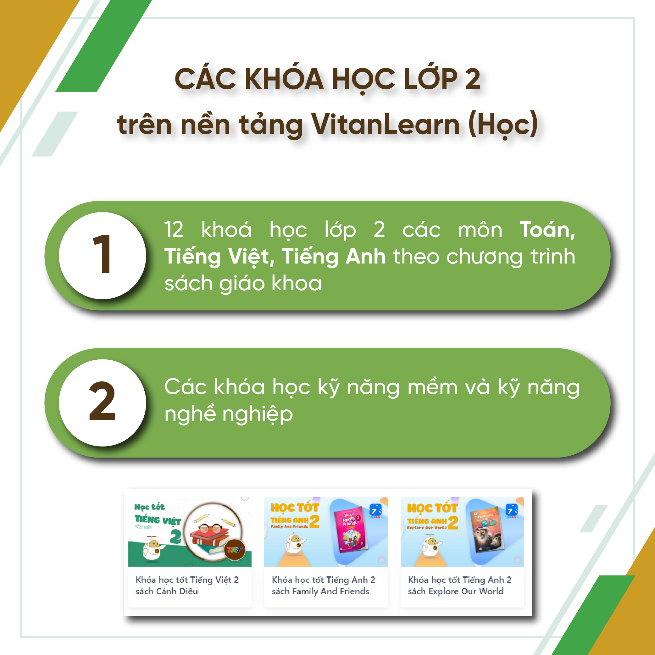 Bộ công cụ Học - Thi - Hướng nghiệp lớp 2, VitanEdu