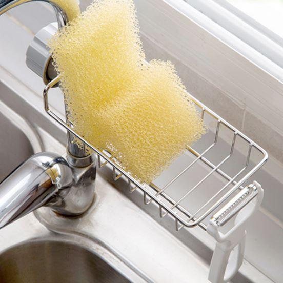 Giá Treo Vòi Đựng Đồ, Giẻ Rửa Chén Bát - Kệ Gắn Vòi INOX Để Đồ Giẻ Rửa Chén Bát