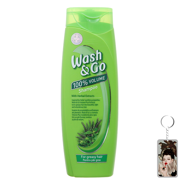 Dầu gội loại bỏ bã nhờn Wash&amp;Go Shampoo Herbal Extracts 400ml + Móc khóa