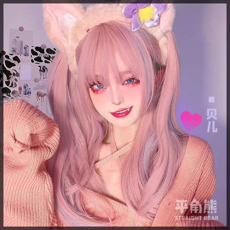 Wig/Tóc giả cô nàng cáo tinh nghịch ombre hồng light xanh siêu yêu - S83 nguyên đầu teen/lolita
