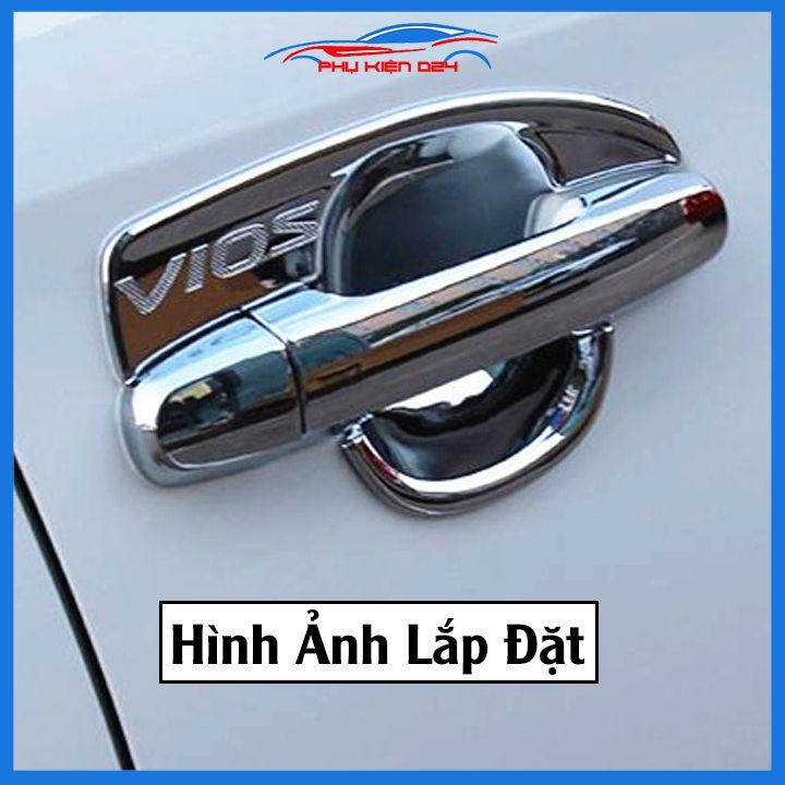 Ốp tay hõm Vios 2014-2018 vân cacbon/mạ crom chống trầy bảo vệ cửa xe ô tô