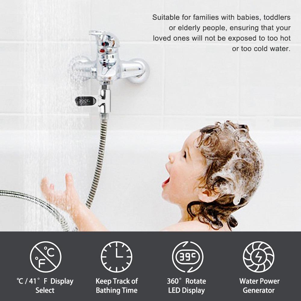 LED Display Water Meter Digital Shower Thermometer Bath Temperature Monitor Water-temperature Measuring Instrument with
