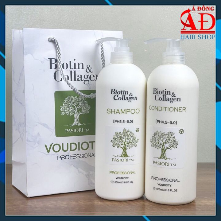 BỘ DẦU GỘI XẢ PASIORI TM COLLAGEN & BIOTIN TRẮNG PHỤC HỒI, MỀM MƯỢT NGĂN GÃY RỤNG MỌC TÓC ITALY 1000ML*2