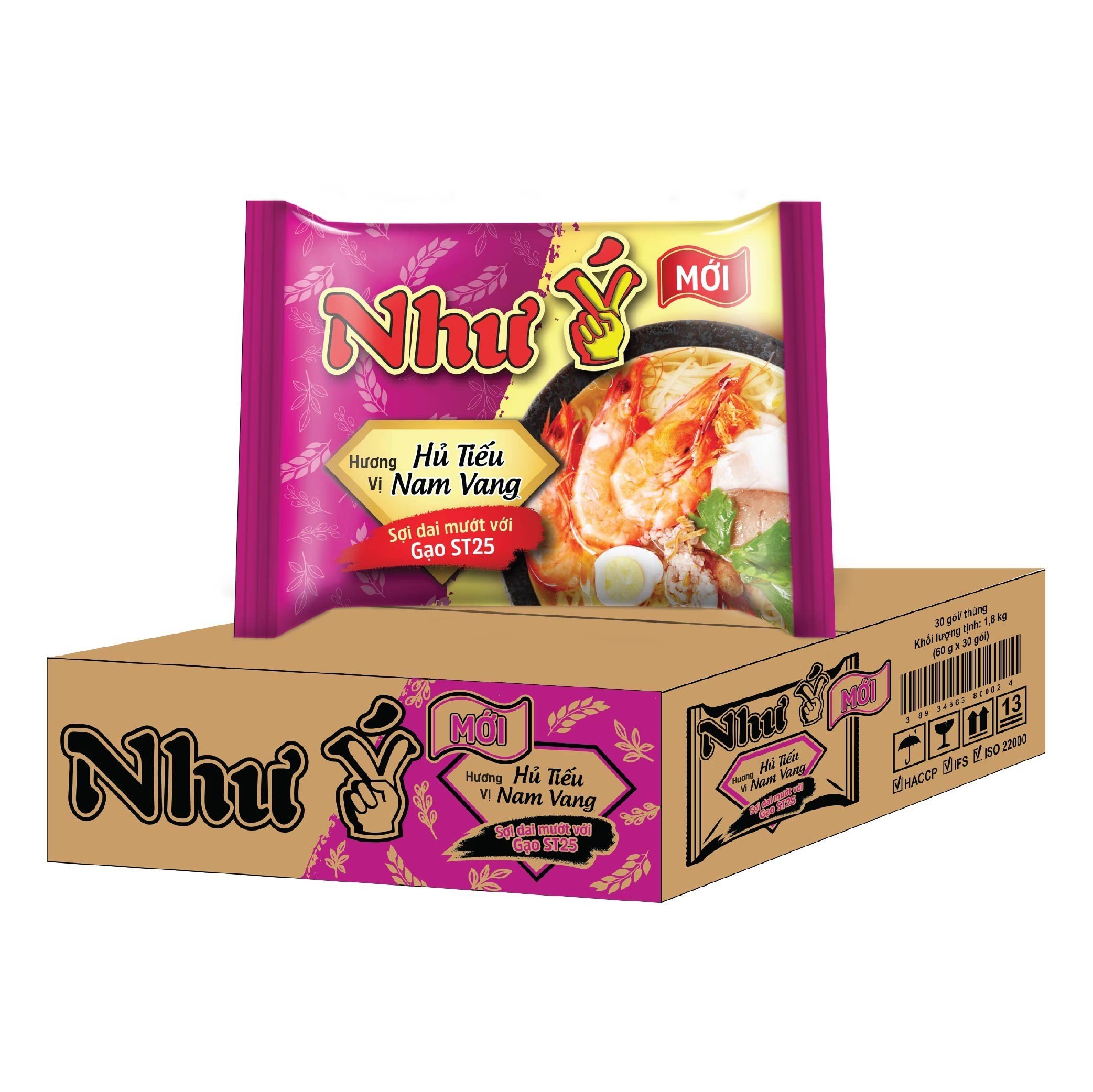 Thùng 30 Gói Hủ Tiếu Nam Vang Như Ý 60g/gói