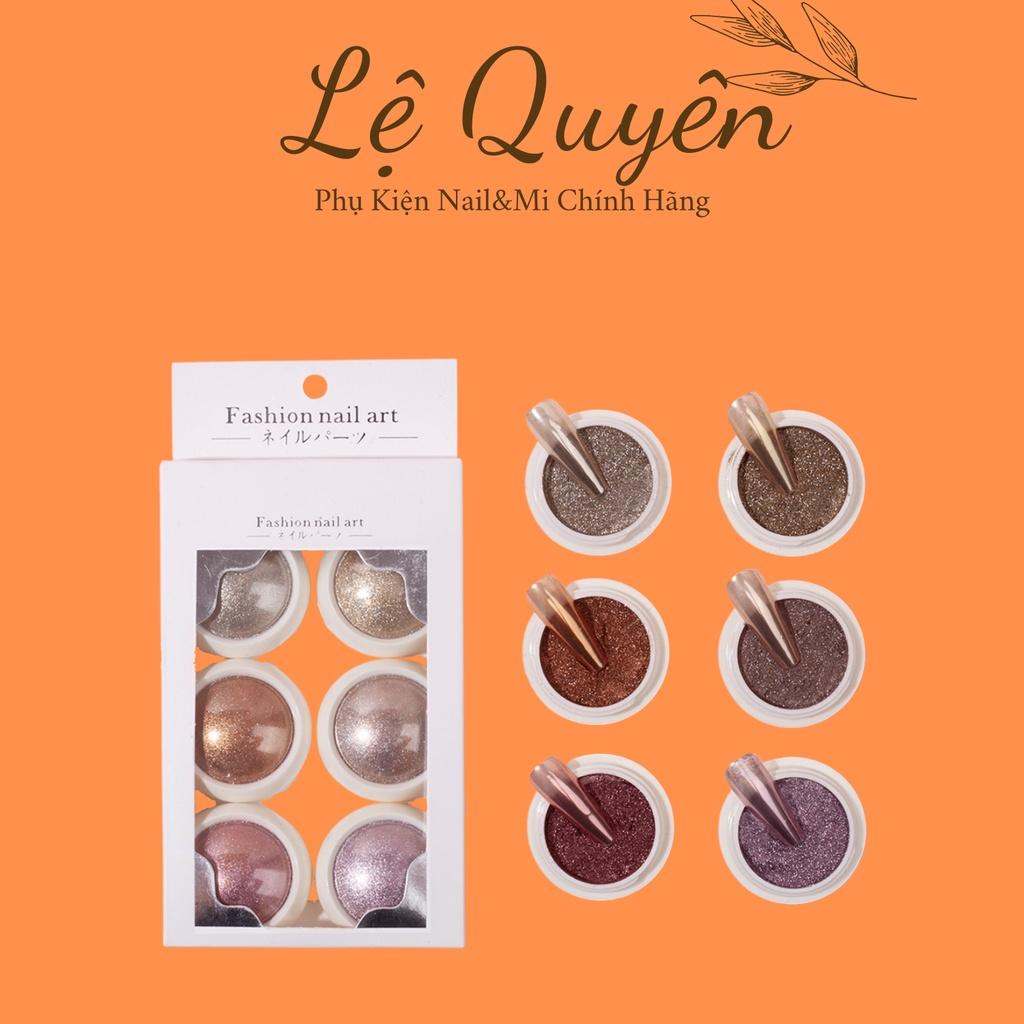 Set 6 Hũ Bột Tráng Gương Óng Ánh_Nhũ Trang Trí Móng Ánh Trai