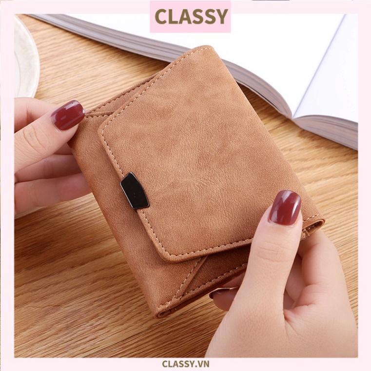 Ví nữ ngắn Classy  vật liệu da nhung, nhiều ngăn đựng thẻ, có nút nhấn T1311