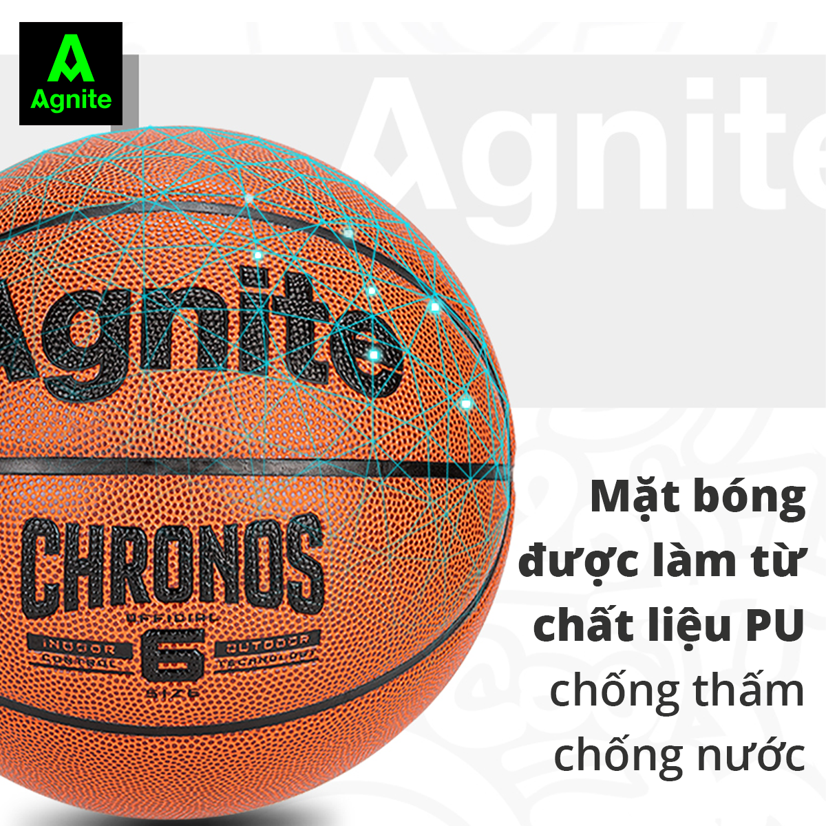 Bóng rổ da PU Agnite cỡ số 6 - F1158