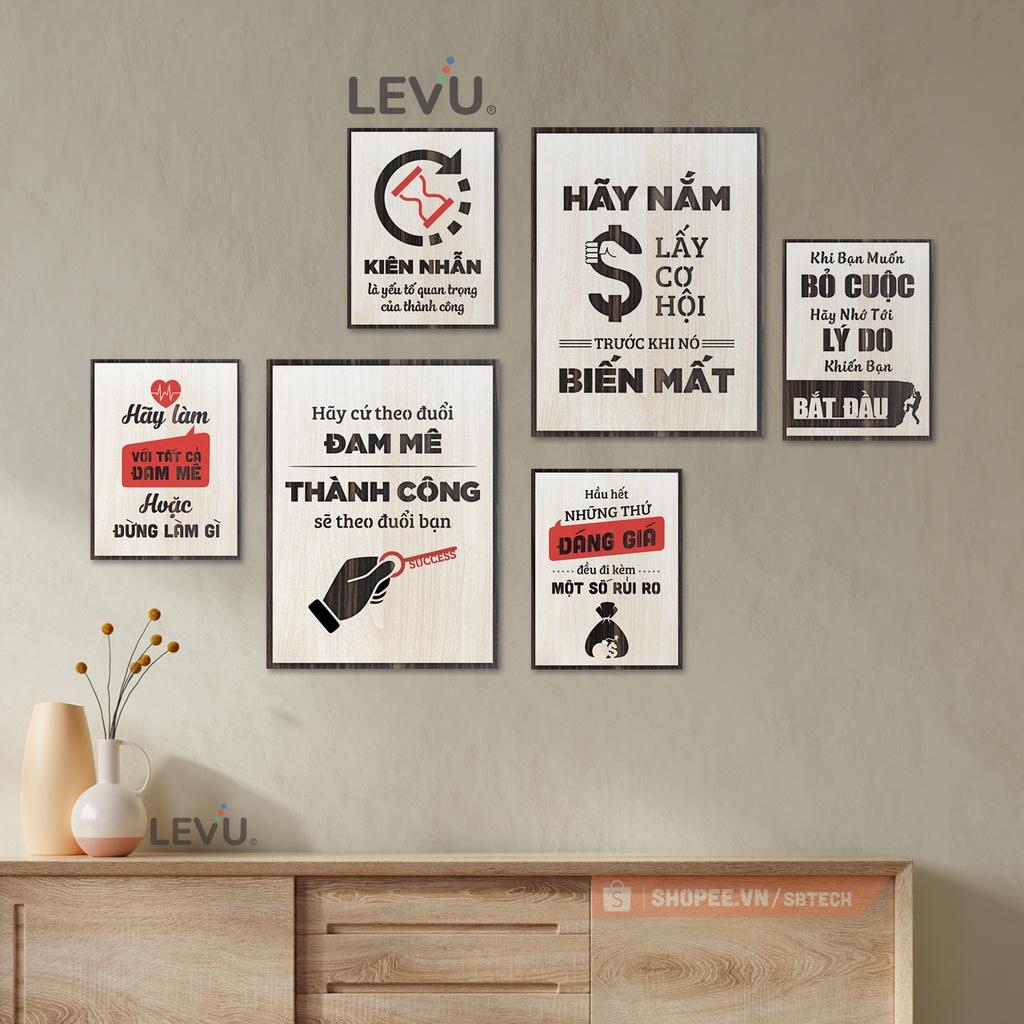 Bộ 6 tấm tranh treo tường gỗ tạo động lực LEVU SB6D