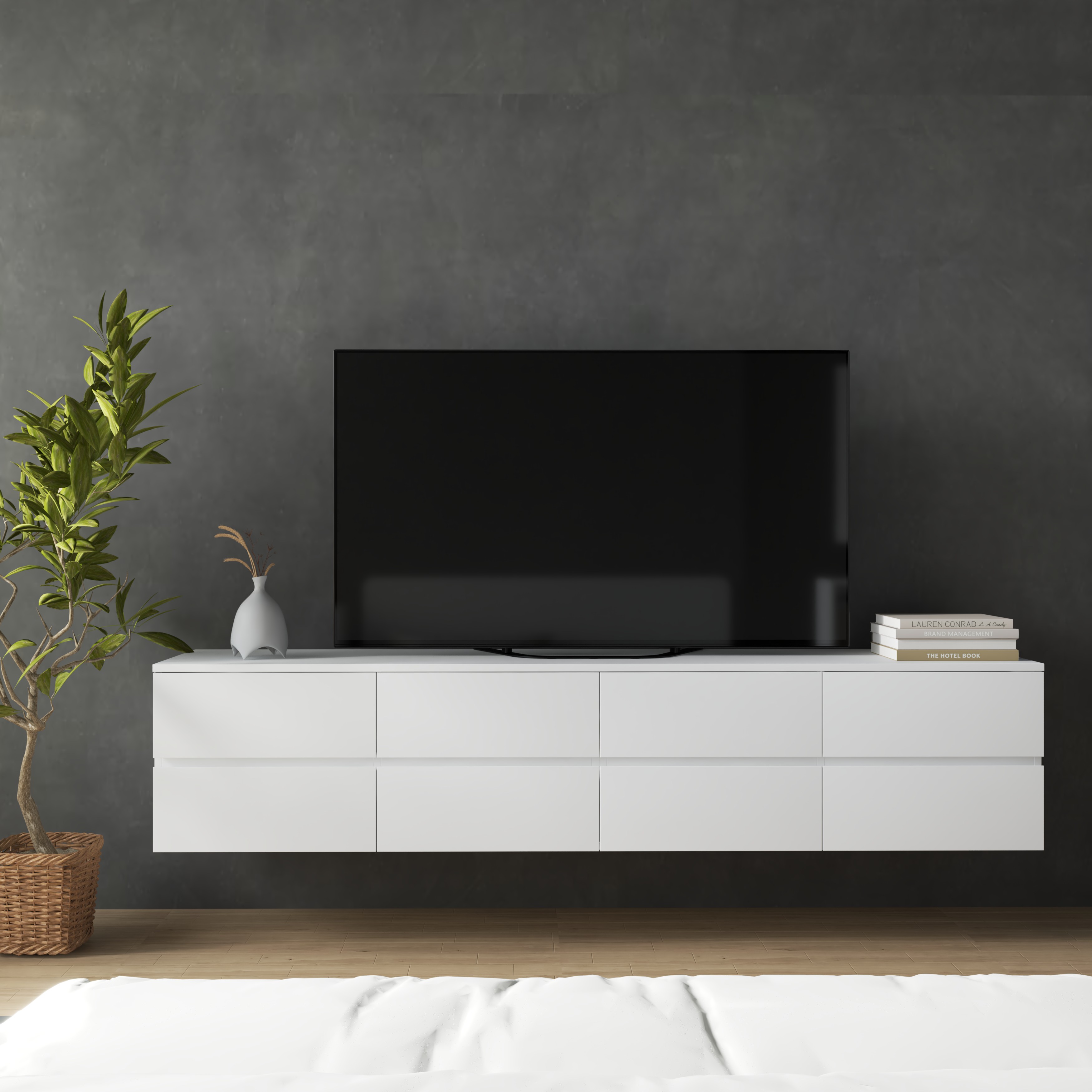 [Happy Home Furniture ] OLA , Kệ TV 8 ngăn kéo - treo tường , 200cm x 40cm x 42cm ( DxRxC), KTV_024