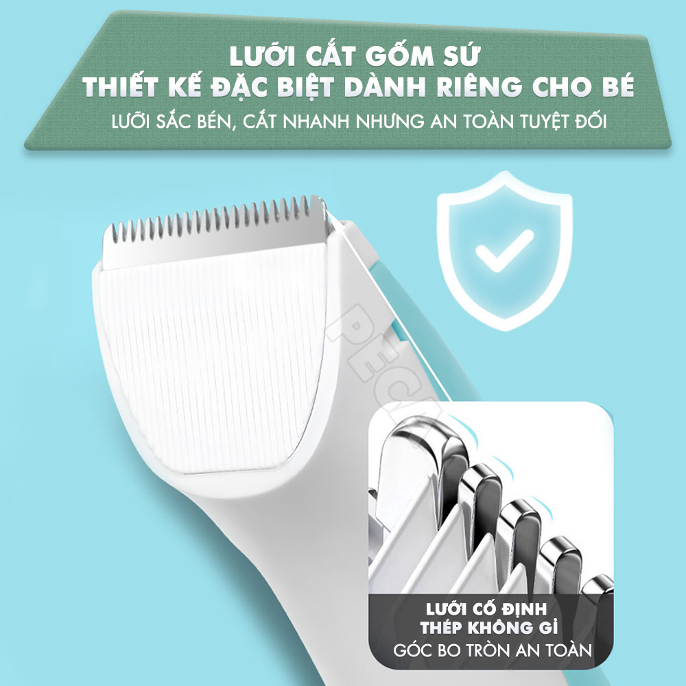 Tông đơ cắt tóc trẻ em Kemei KM-965 có thể cắt tóc, chấn viền cạo tóc dùng được cho trẻ sơ sinh - Hàng chính hãng