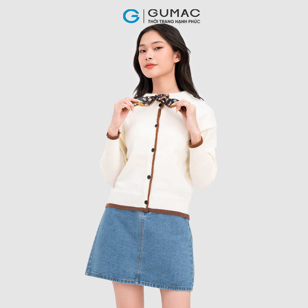 Áo len phối nơ cổ thời trang GUMAC AC11091