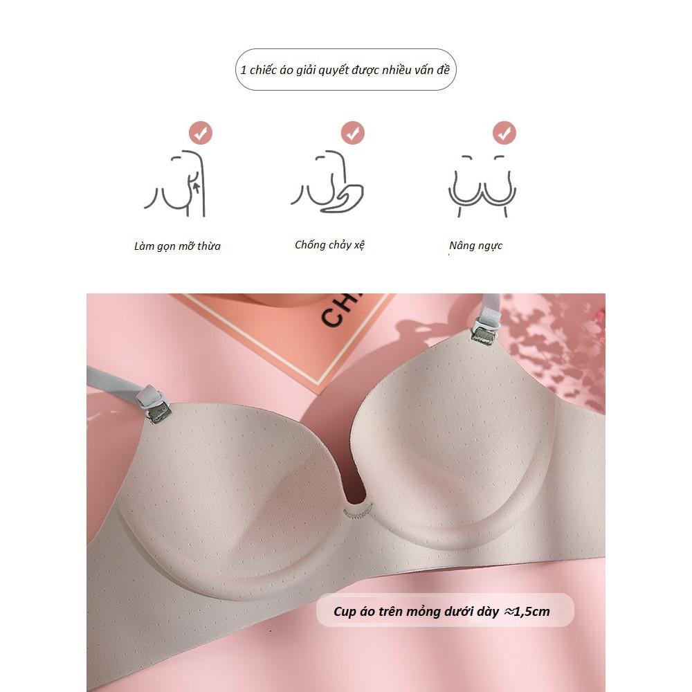 Áo Lót Nữ Đúc Su Không Gọng Nâng Ngực Chất Mịn Cao Cấp B453 - Hồng đậu,36/80B