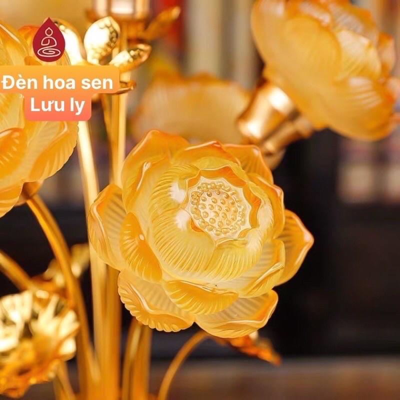 CÂY ĐÈN LED HOA SEN LƯU LY 7 MÀU THỜ CÚNG TRANG TRÍ