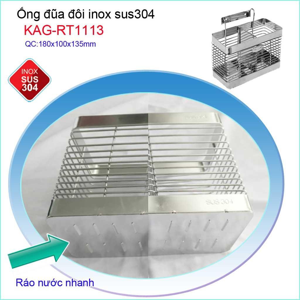 Ống đũa đôi vuông KAG-RT1113, ống đựng đũa nhà bếp Inox SUS304 siêu bền giá tốt sử dụng tốt