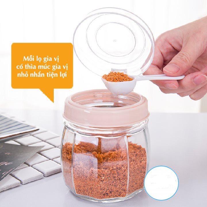 Bộ 3 lọ đựng gia vị kèm muống thìa Việt Nhật, hũ đựng gia vị có nắp hàng cao cấp TNX 2938