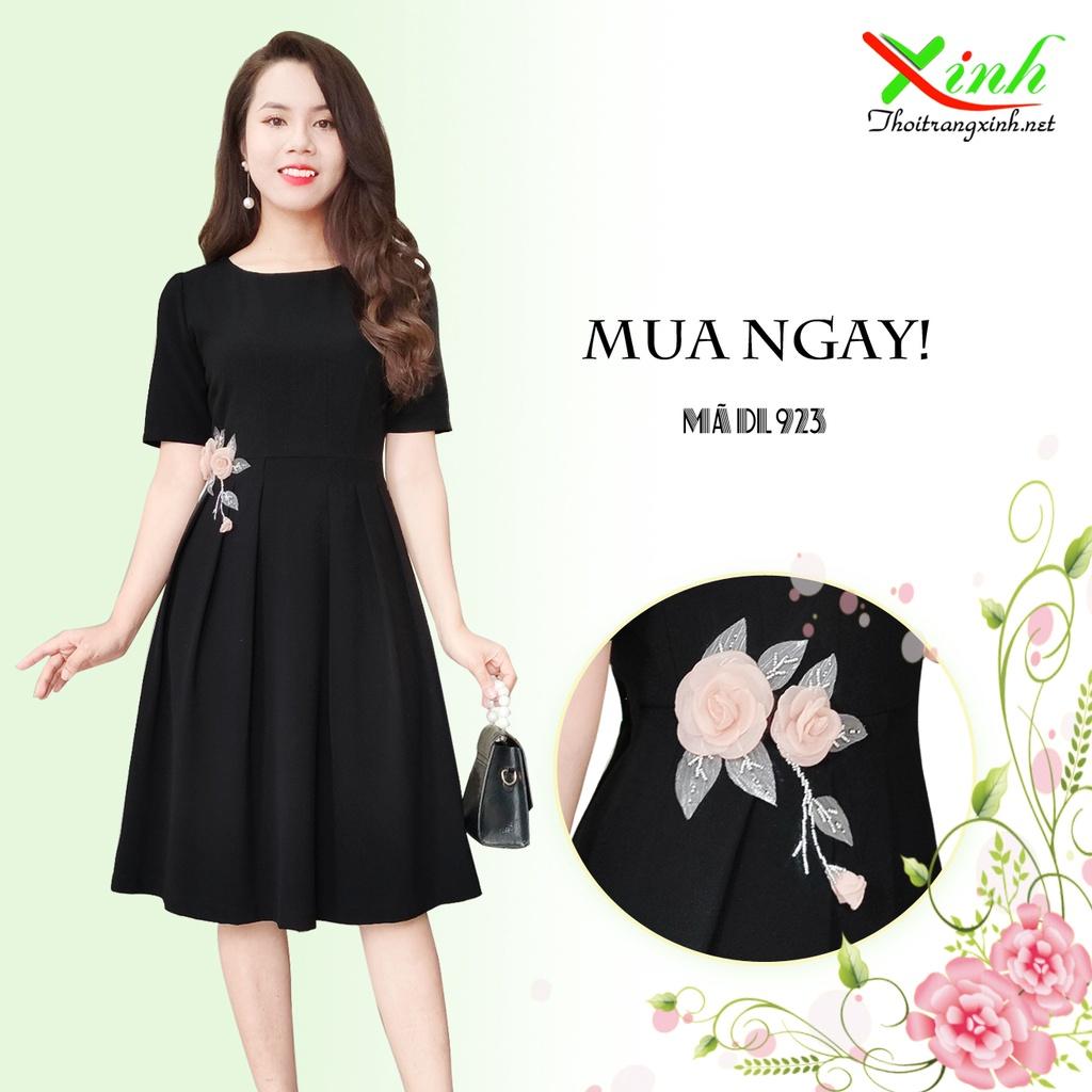 Đầm Xòe Kết Hoa Hồng Thủ Công DL923