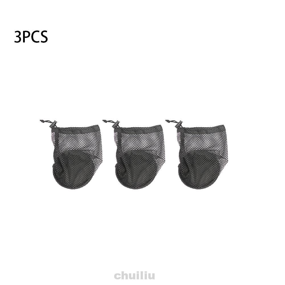 Set 3 túi lưới đựng bóng golf màu đen sức chứa lớn có dây rút