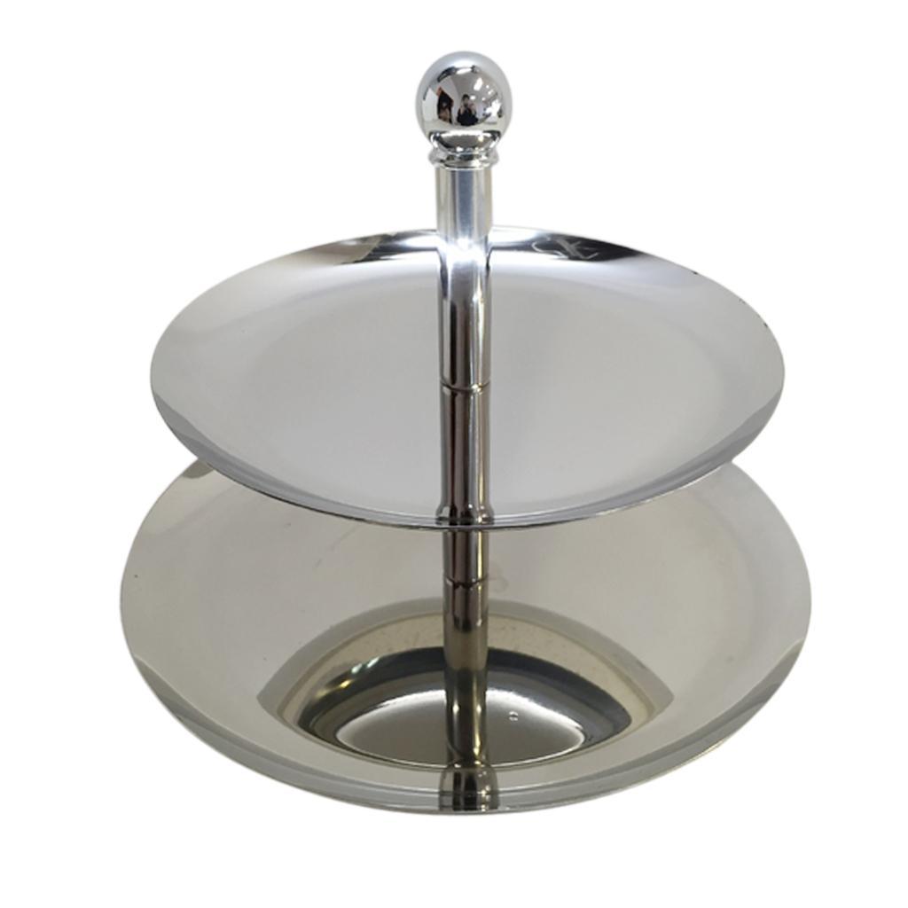 2 Tier Stainless Steel Cake Stand Fruit Plate Wedding Birthday Party Decor