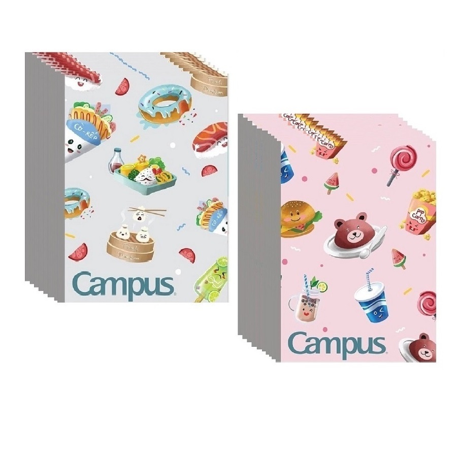 Lốc 10 quyển vở kẻ ngang B5 Food Campus BFOD120 / BFO2-120 / BFOD2-80 / BFO2-80