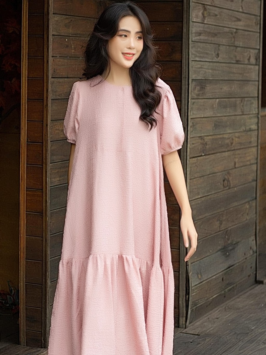 Đầm cotton hồng NGADO