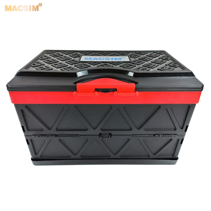 Hộp đựng đồ 48l đen pha đỏ xếp gọn kích thước 50cm x 32cm x 31cm - hộp đựng đồ trong cốp ô tô nhãn hiệu Macsim chất liệu PP cao cấp