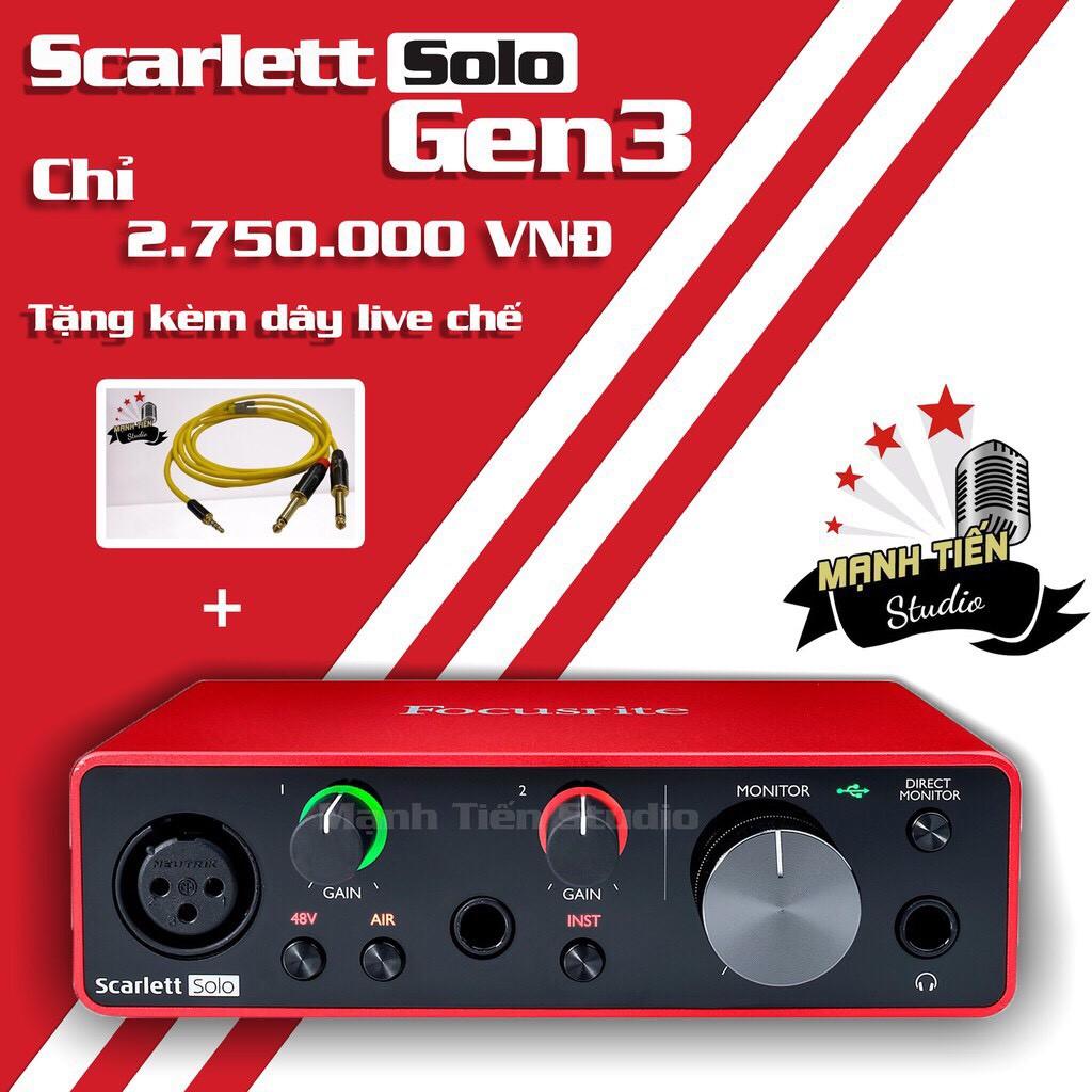 Soundcard SoloGen 3 - Focusrite Scarlett - thu âm, hát karaoke, livetream fb bán hàng, mẫu mới nhất