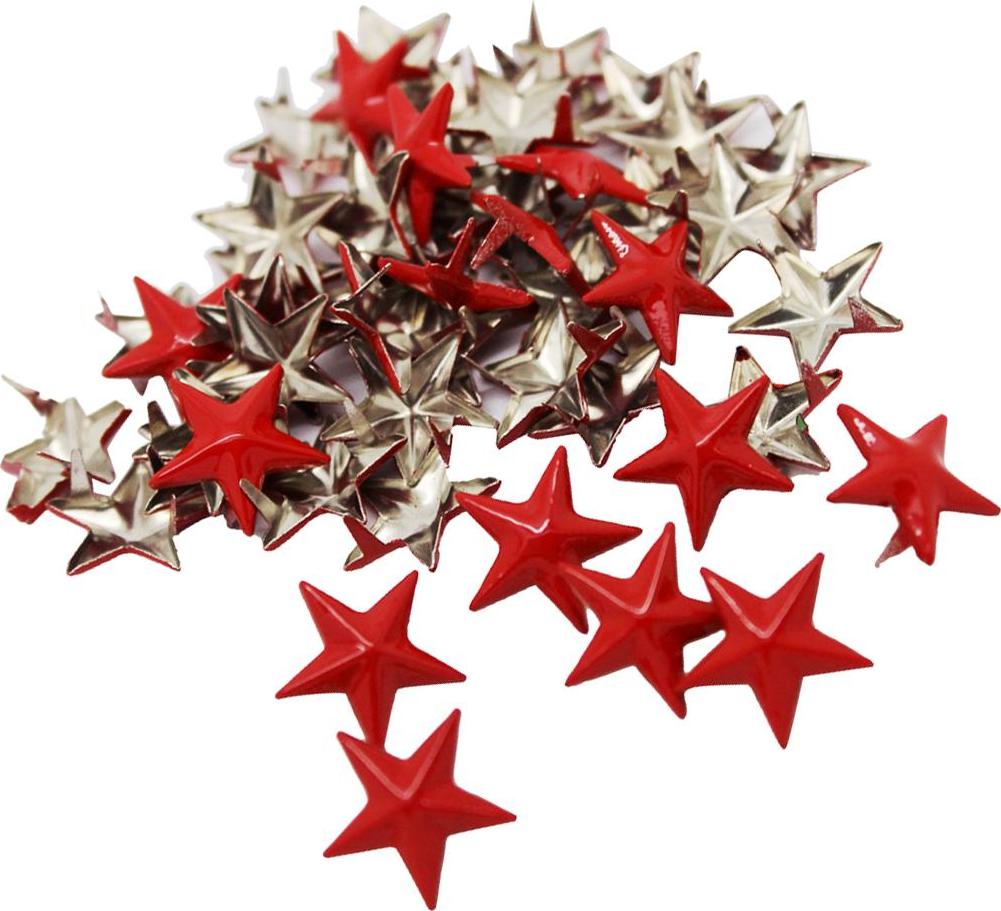 Kim Loại Đỏ Ngôi Sao Đính Đinh Tán Punk Gai Điểm Cho Leathercraft DIY Gói 50 Cho Quần Áo, Túi Xách quần Jean G