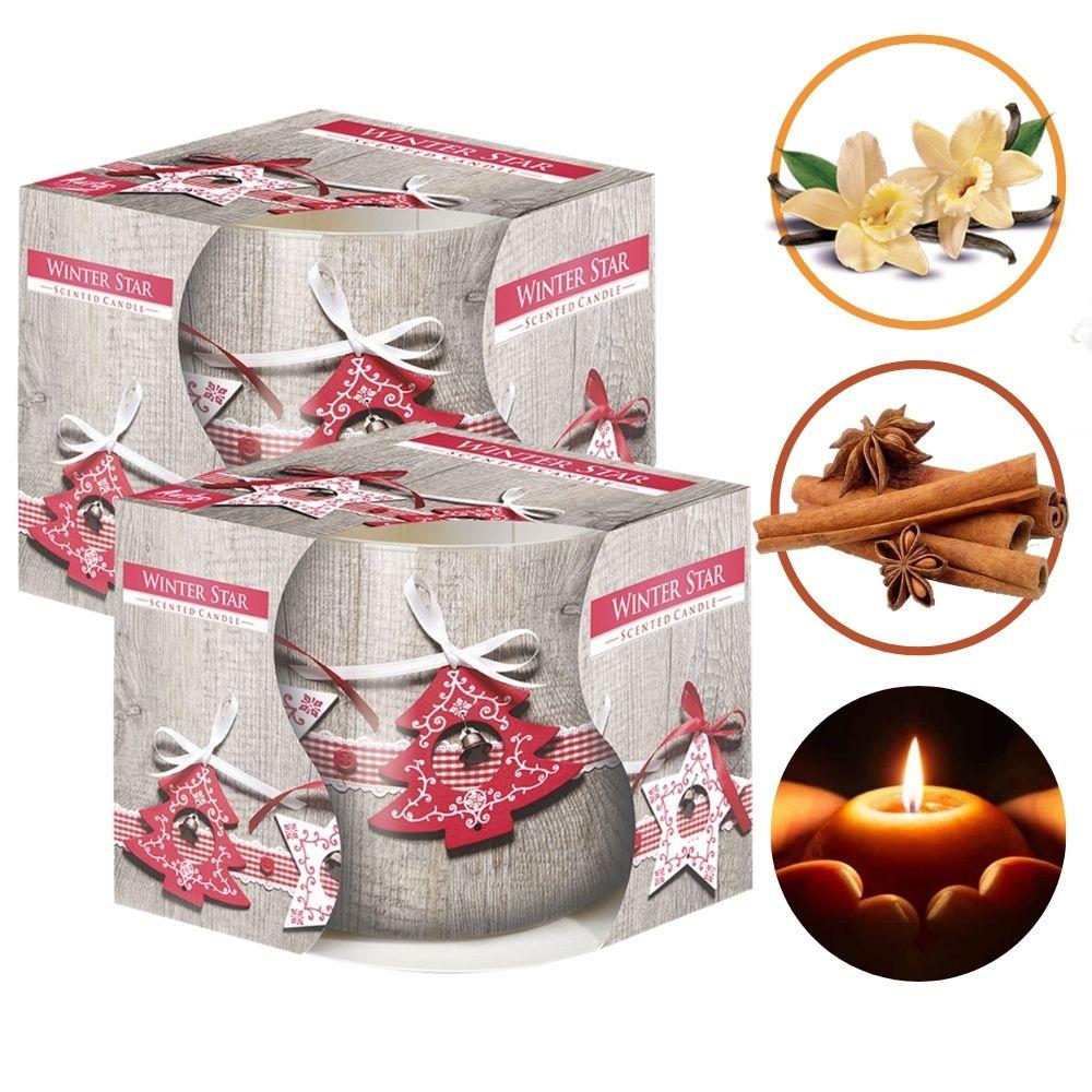 Combo 2 ly nến thơm tinh dầu Bispol Winter Star 100g - quế, hồi, vani, nến trang trí, thơm phòng, thư giãn, khử mùi