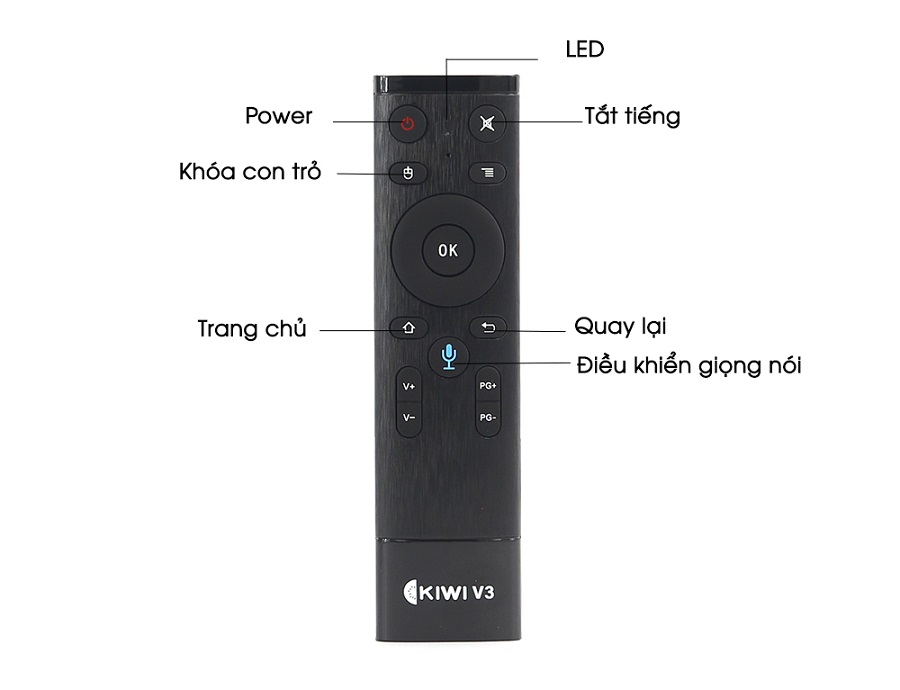 Điều Khiển Remote KIWI V3 (hỗ trợ Tìm Kiếm Bằng Giọng Nói, Voice Search)