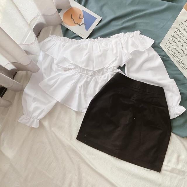 Áo bệt vai tầng tay bo babydoll