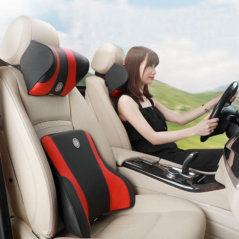 Bộ gối tựa lưng và tựa đầu ô tô cao su non cao cấp, thiết kế sang trọng, màu sắc trang nhã giúp giảm đau mỏi