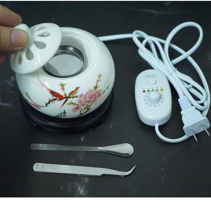 Lư Điện Xông Trầm Hương – Màu Trắng đế liền Cực đẹp – Xông Bột, Miếng Trầm