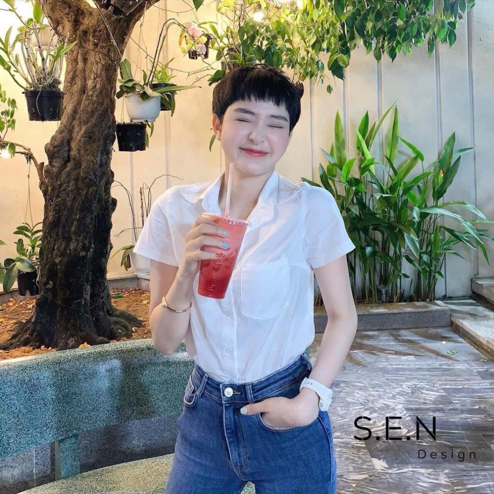Áo sơ mi công sở, dáng suông, chất vải đẹp, áo sơ mi cộc túi ngực