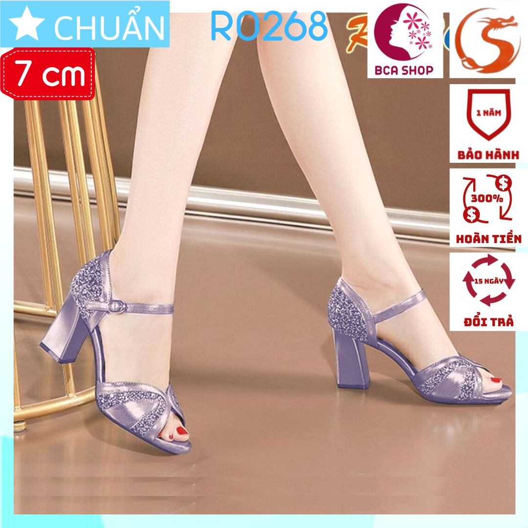 Giày cao gót nữ 7p RO268 ROSATA tại BCASHOP hở mũi, nhấn kim tuyến lấp lánh ở phần sau và cả phần mũi giày, sang trọng và thời trang - màu xám