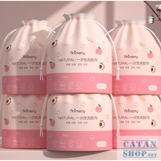 (HOT) Khăn lau mặt khô dùng 1 lần bằng cotton cao cấp tự nhiên,cuộn khăn mặt khô tẩy trang đa năng túi trái đào xinh xắn