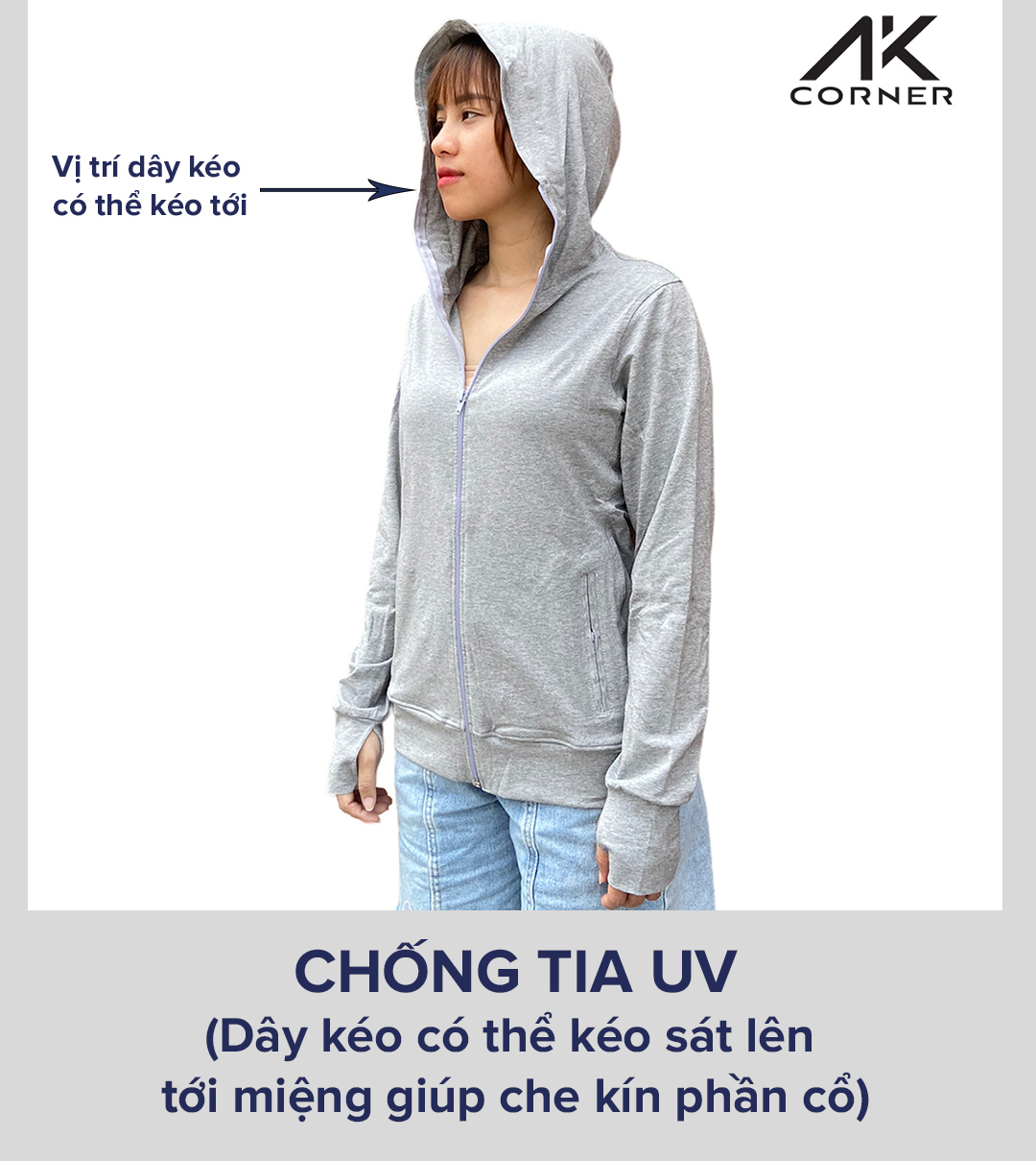 Hình ảnh Áo khoác chống nắng nữ AK Corner chất vải cotton thun lạnh 4 chiều siêu thoáng mát, ngăn chặn tia uv bảo vệ cơ thể