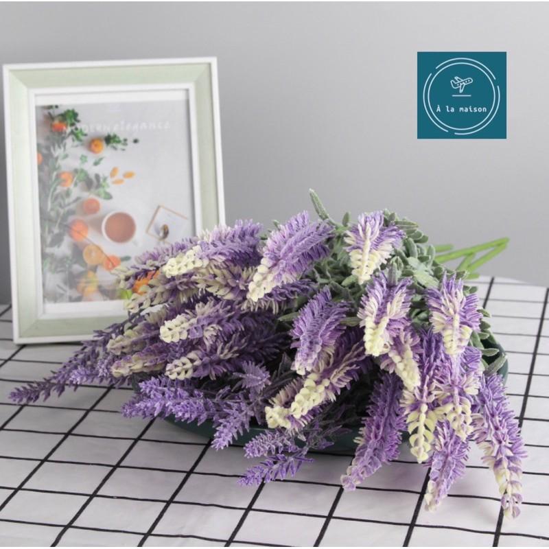 Cụm hoa Lavender nhân tạo 43cm trang trí không gian sang trọng, hoa thiết kế, hoa cô dâu