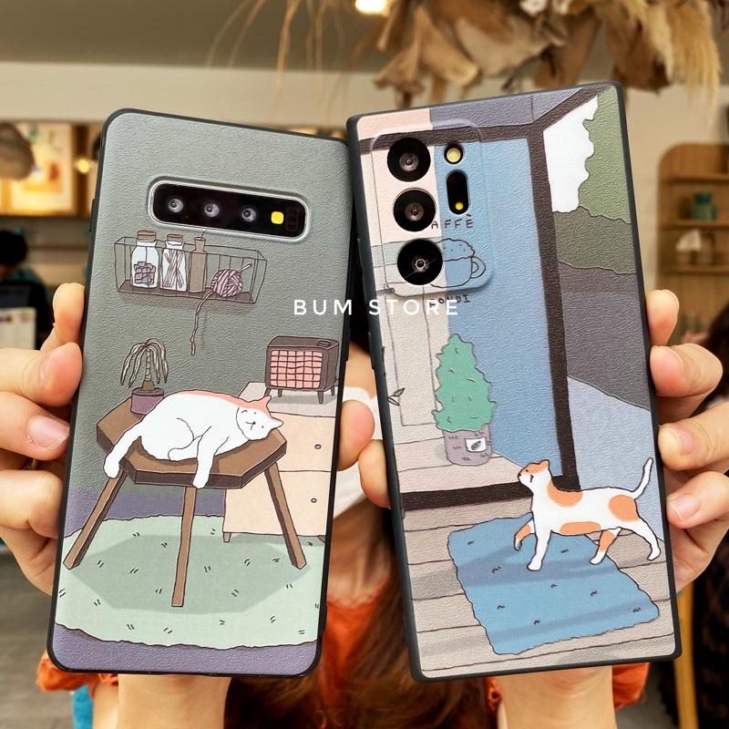 Ốp Lưng Cho Samsung Galaxy S23 Ultra / S23 Plus / S22 ULTRA / S22 Plus / S21 Ultra / Note 20 Ultra / Note 20 / S21 FE Hình Mèo Cute In Nổi