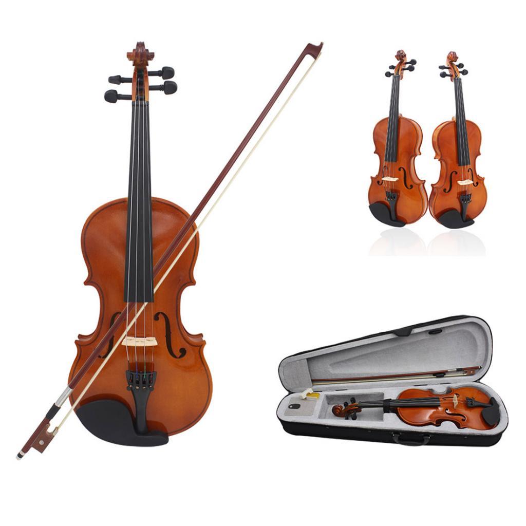 Natural Wood 3/4 Violin Fiddle Violin Bow Rosin Carring Bag Set for Gift