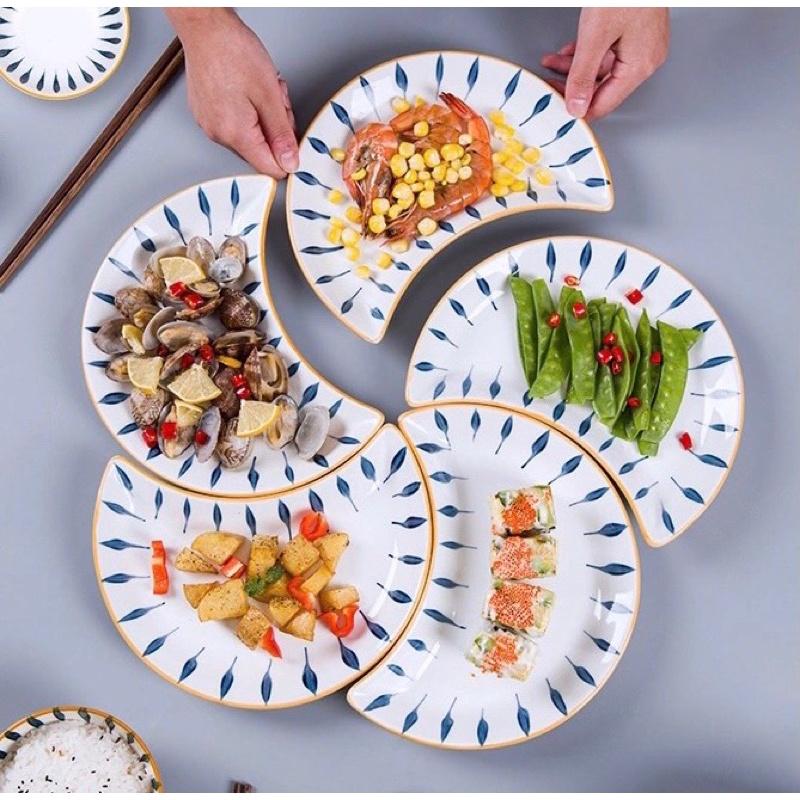 Set Đĩa Hoa Mặt Trời 5 Đĩa Hàng Sứ Cao Cấp